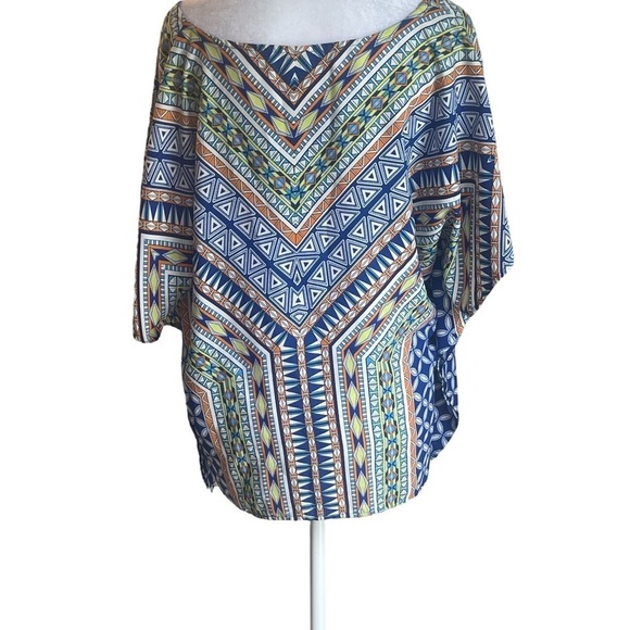 Miami Mosaic Designed Poncho Style Shirt - Picture 2 of 2